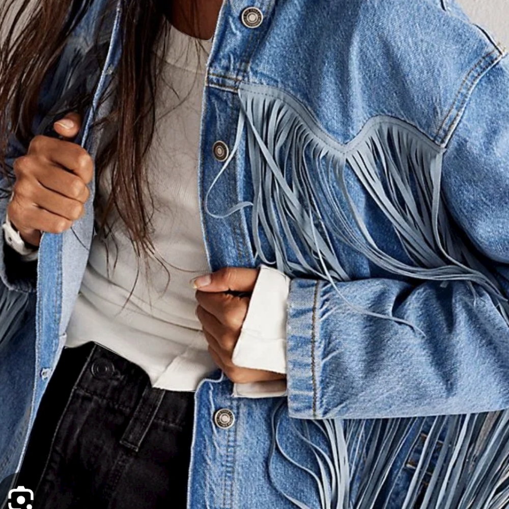 Free People Fringe Out Denim Jacket - Picture 4 of 10